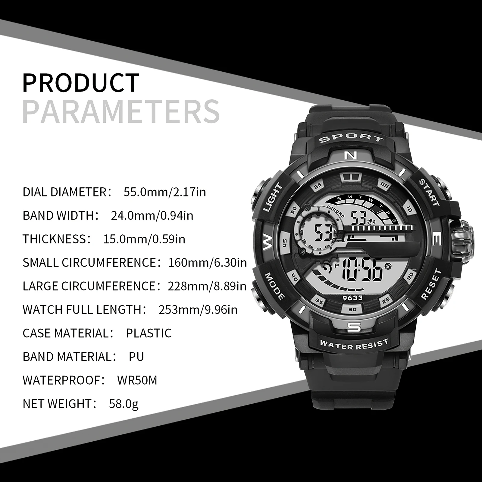 

Waterproof Digital Watch Luminous Waterproof Watch Cool Men'S Sports Watch High-End Silicone Strap Military Watch Led Calendar