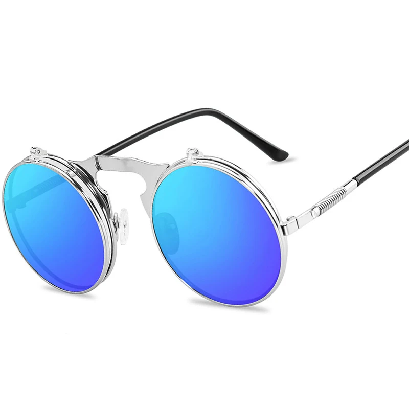 Женские солнцезащитные очки мужские Ретро стиль стимпанк флип Круглый