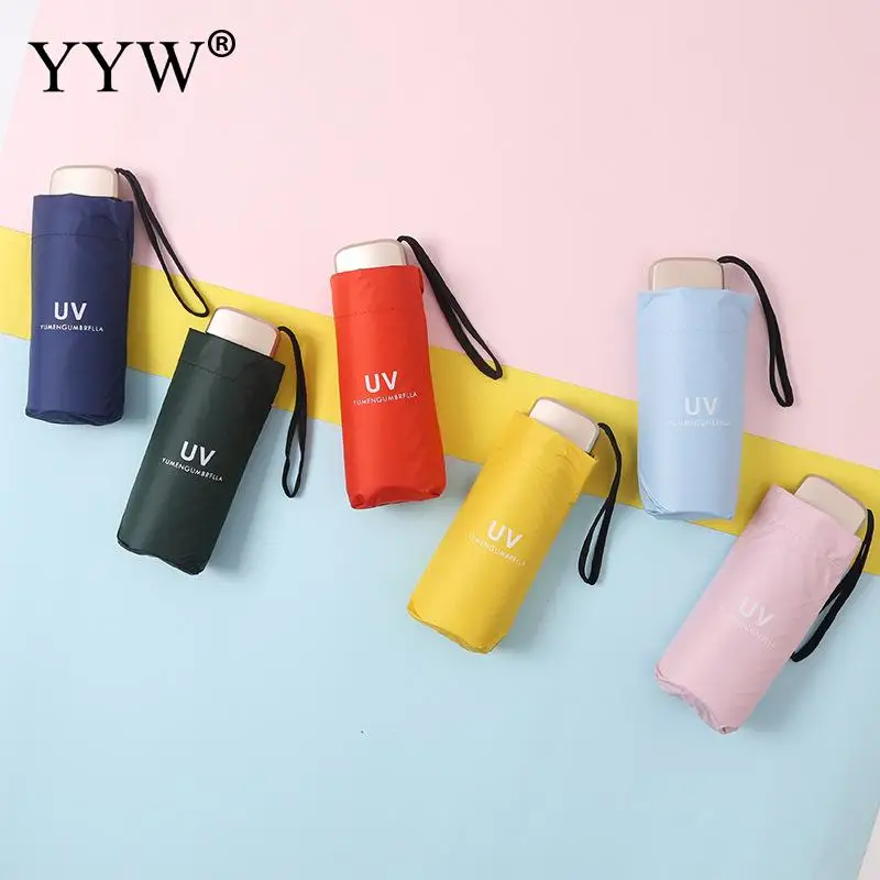 

Portable Folding Umbrella Mini Pocket Woman Girls Umbrellas Paraguas Prevent Uv Rainproof Ladies Small Parasol Sun Umbrellas