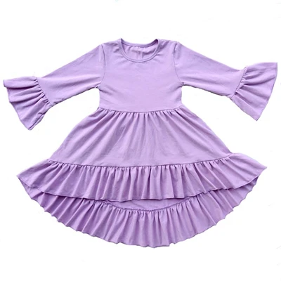 21 цвет для девочек Длинные рукава рюшами Обледенение хлопок осень однотонное