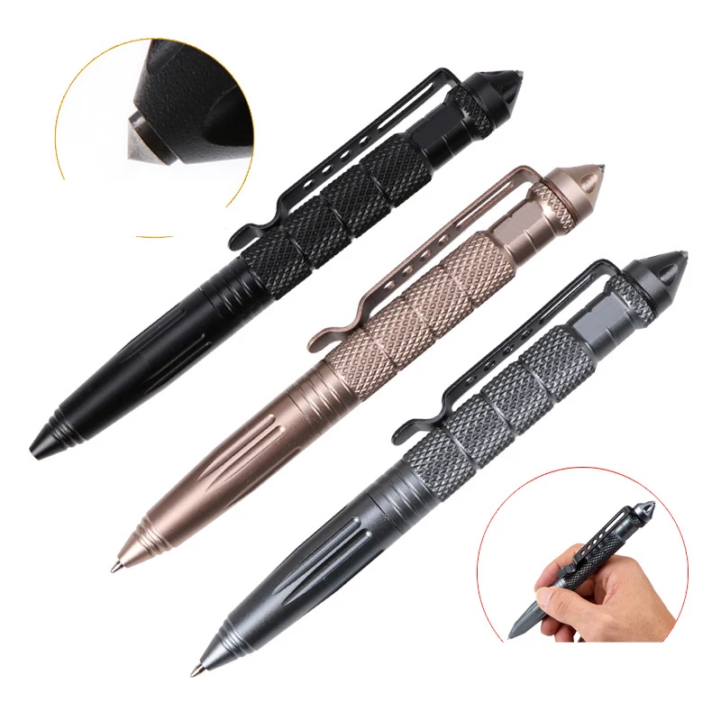 

200Pcs/Lot Tactical Pens EDC Aluminum Glass Breaker Self Defense Tactical Survival Pen Multi-function Camping Writing Tool