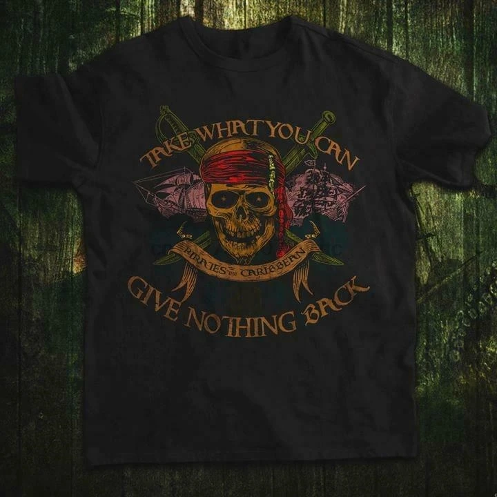 Мужская хлопковая футболка с принтом Пираты Карибского моря Take What You Can Give Nothing