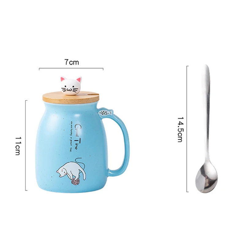 Креативная термостойкая кружка с котом мультяшная крышкой чашка 450 мл котенок