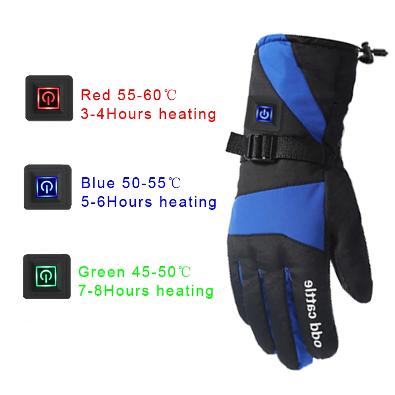 Зимние теплые электрические перчатки для рук 7 4 В с перезаряжаемым аккумулятором