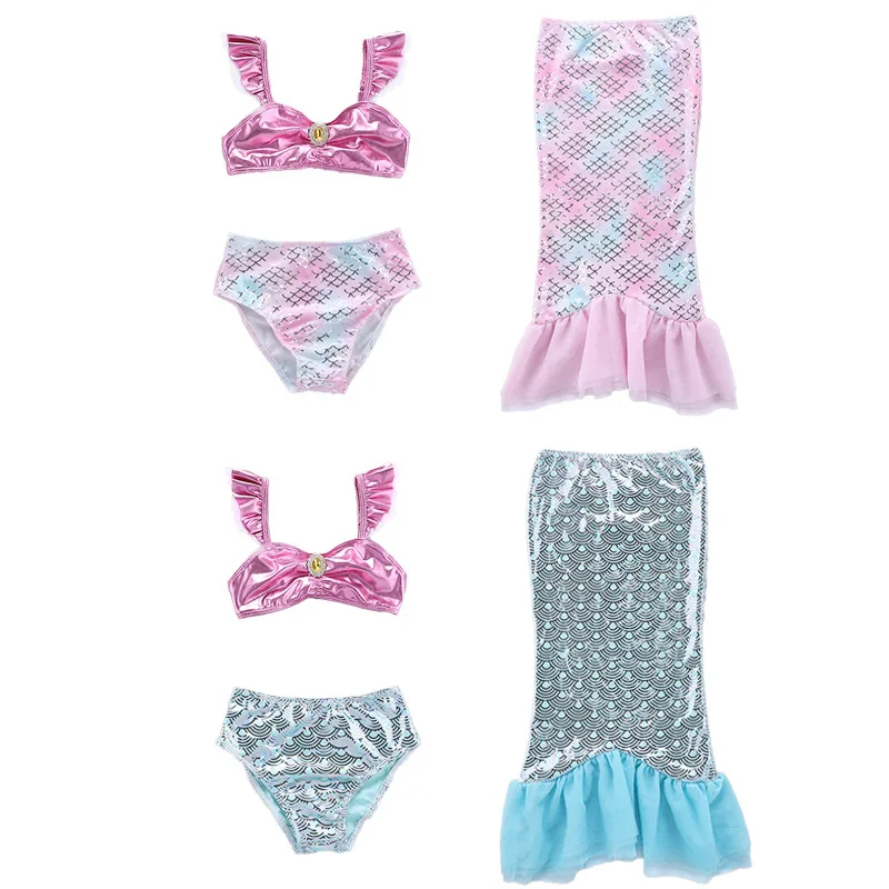 

Girls Swimsuit 2021 New Three Pieces Swimwear Summer Bikini Sets Kids Swimsuit Lovely Swimwear Children's swimwear mermaid