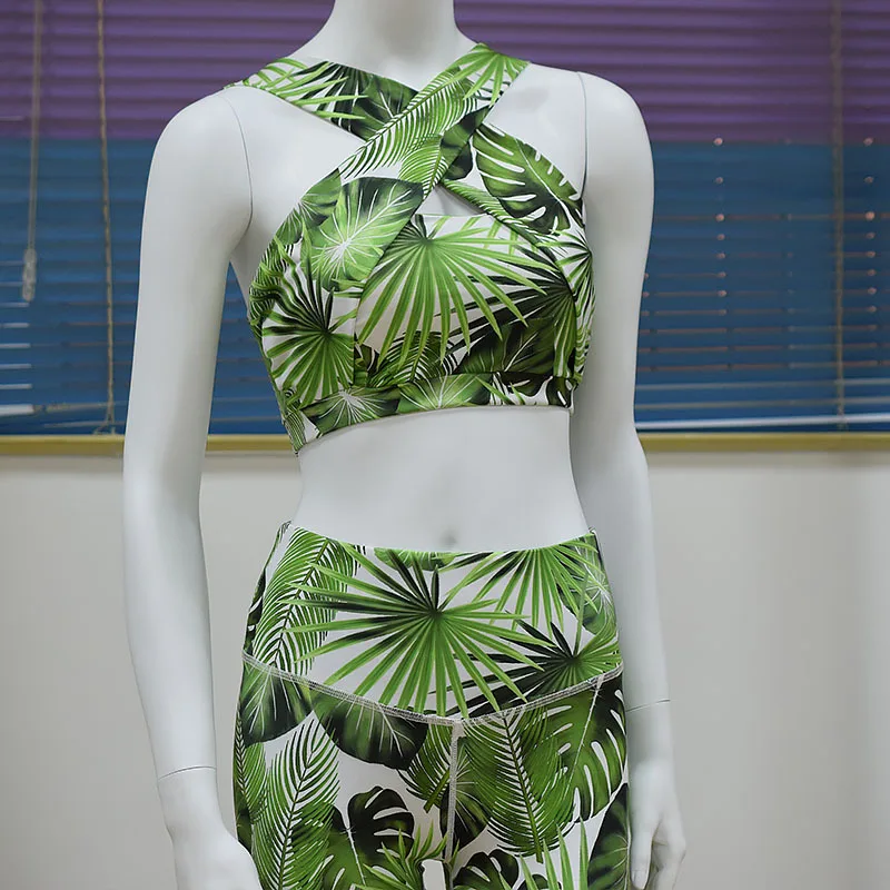 Цветочный комплект для йоги спортивный костюм фитнеса женская спортивная одежда