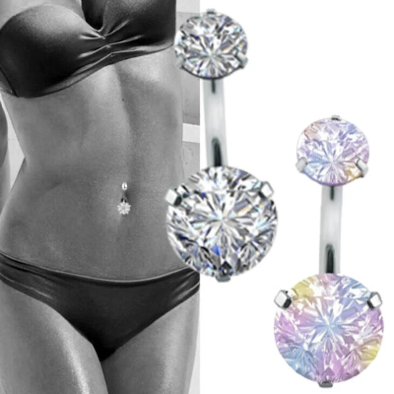 

Classic Crystal Belly Button Rings Navel Ring Bar Zircon Drop Dangle Body Belly Piercing Fashion Body Jewelry for Women Girls