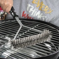 kitchen accessories bbq grill barbecue kit brush stainless steel cooking tools wire bristles triangle cleaning brushes grill