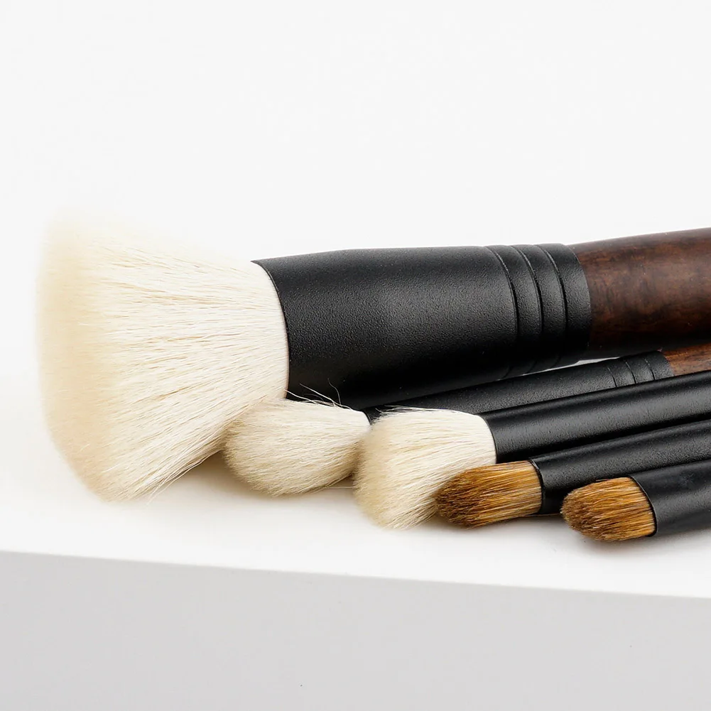 

5 Pcs Cosmetic Makeup Brushes Tools Toiletry Set Eyes Eyeshadow With Wooden Box MPwell