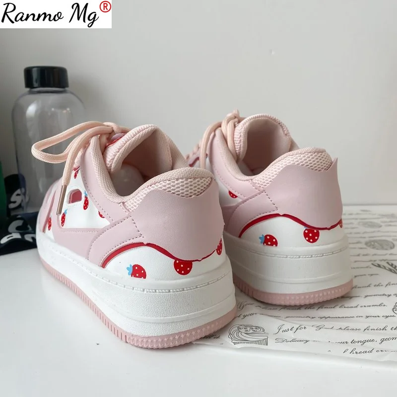

2021 New Casual Sneakers Women PU Leather Patchwork Mixed Colors Lace-Up Round Toe Platform Shoes Lady Vulcanize Shoes Handmade