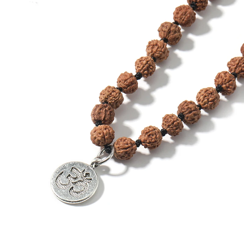 108 натуральная рудракша Mala Beads Yoga медитация кисточка Japamala ожерелье для женщин