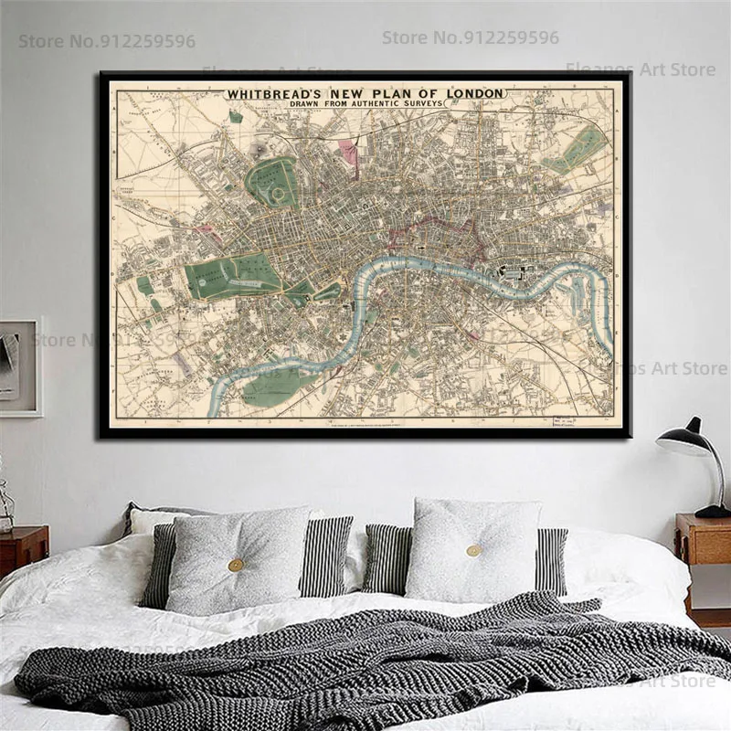 Z687 винтажная карта Лондона город Старинный Рисунок мира настенное искусство