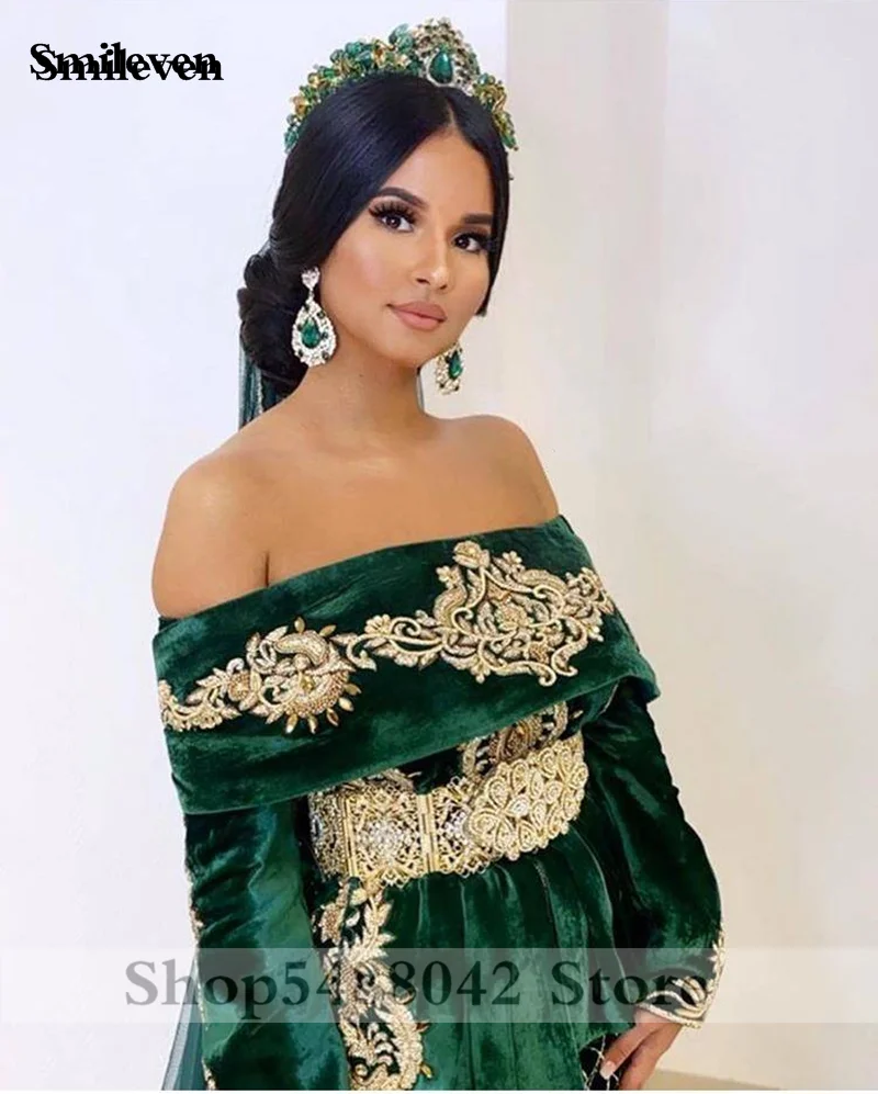 Женское бархатное вечернее платье Smileven Caftan темно-зеленое платье-Русалка для
