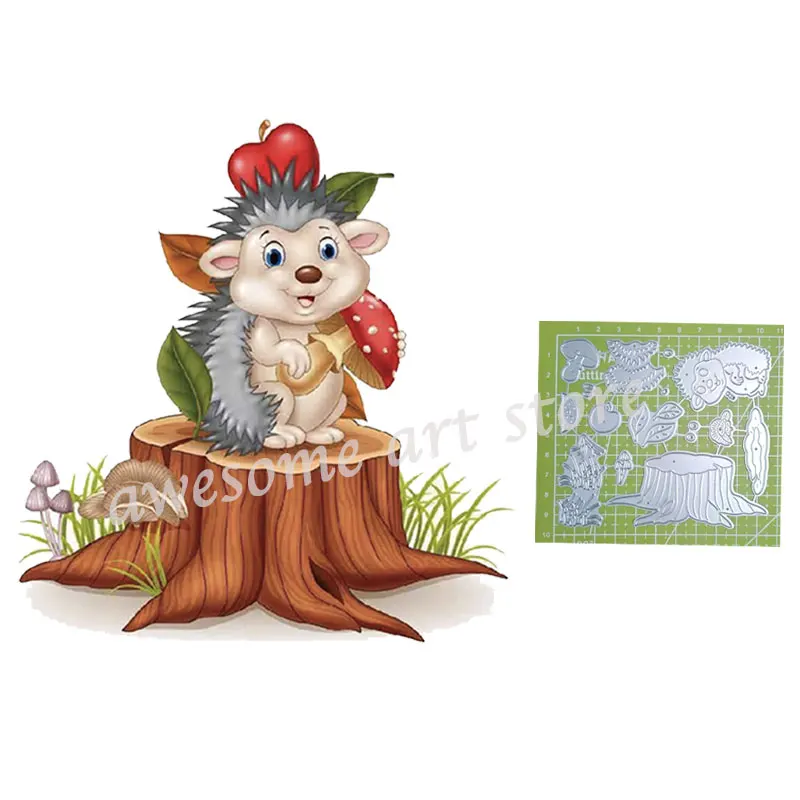 

Spring Hedgehog Mushroom Metal Dies for Card Making Stencils for DIY Scrapbooking Decorative Crafts Embossing Paper Cards Cut