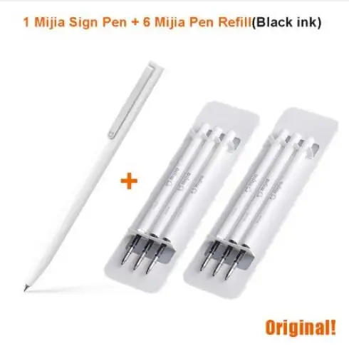 1pen and 6 Black ink Оригинальные ручки-вывески Xiao mi jia, 9,5 мм, ручки-вывески, гладкие, швейцарские, японские, черные чернила, долговечные ручки-вывески - Цвет: 1pen and 6 Black ink