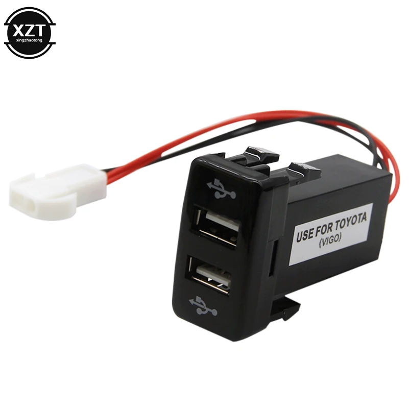2.1A двойной USB разъем автомобильное зарядное устройство 2 USB порт Гнездо для зарядки USB адаптер приборной панели сотового телефона зарядное устройство аудио порты для ТОЙОТА Виго