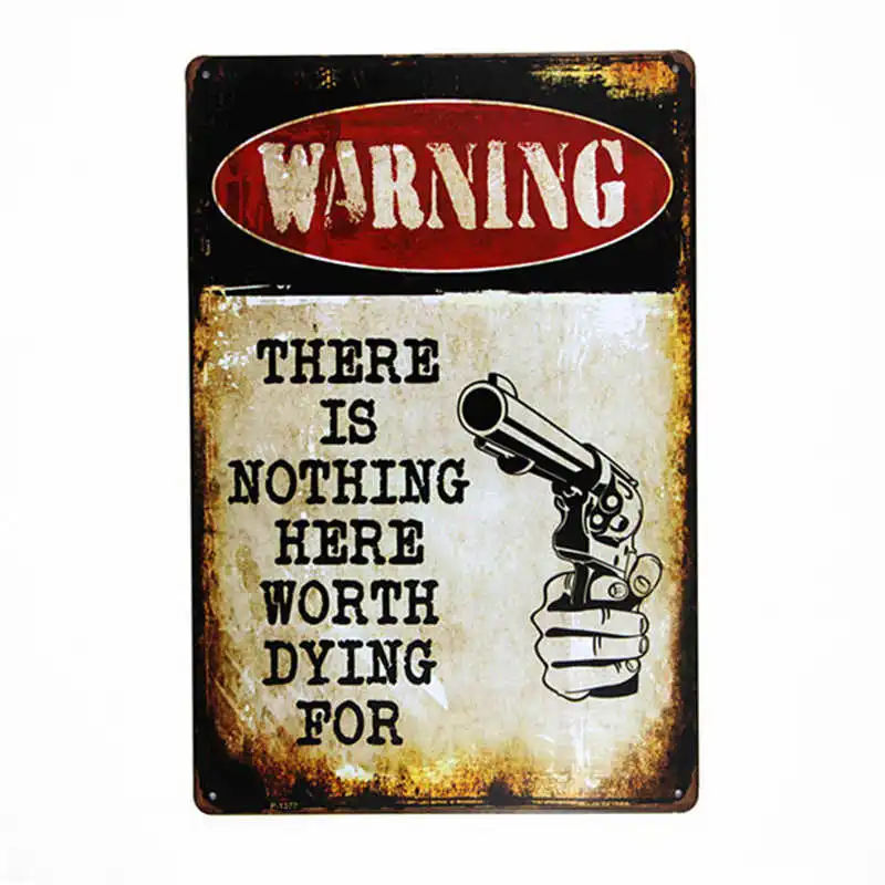 

WARNING "there is nothing here" Metal sign wall Decor Garage Shop Bar living room wall art poster