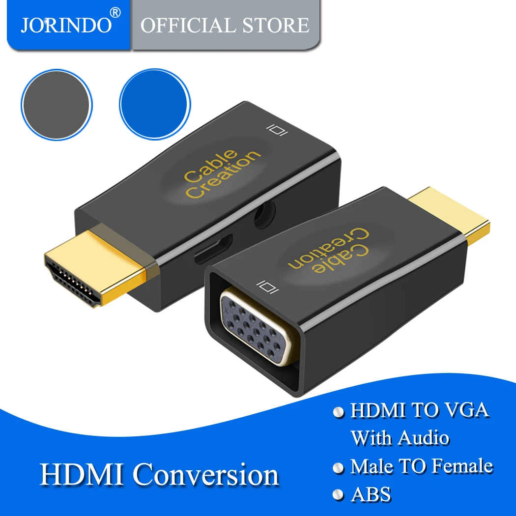 Адаптер jorinдо HDMI на VGA позолоченный адаптер HDTV с аудиоконвертером штырь гнездо