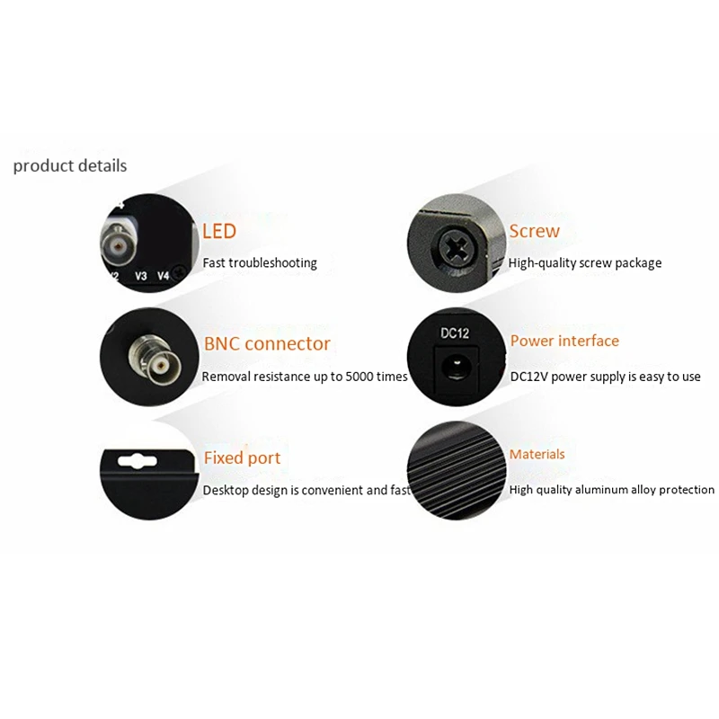 

AHD/CVI/TVI Coaxial High-Definition Quad Multiplexer Coaxial Superimposer Plug and Play Support Multi-Node Networking