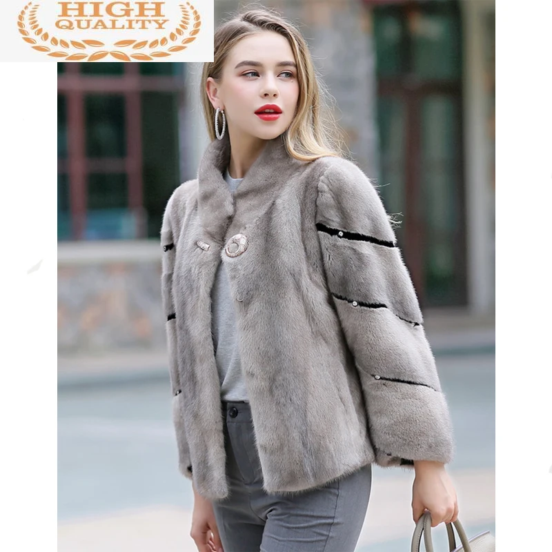 

Mink Real Coat Female Natural Fur Coats Winter Jacket Women Clothes 2021 Luxury Jackets Korean Manteau Femme MY4102