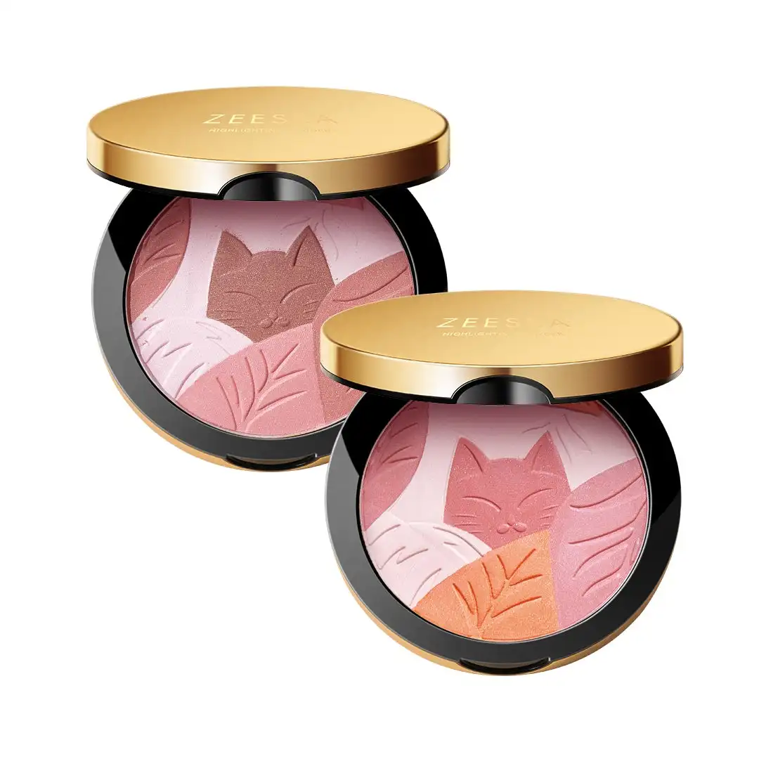 

ZEESEA Blush Highlighter Matte Shimmer Natural Cruelty-Free High Pigmented Long Lasting Kitty Blusher Face Makeup 8g
