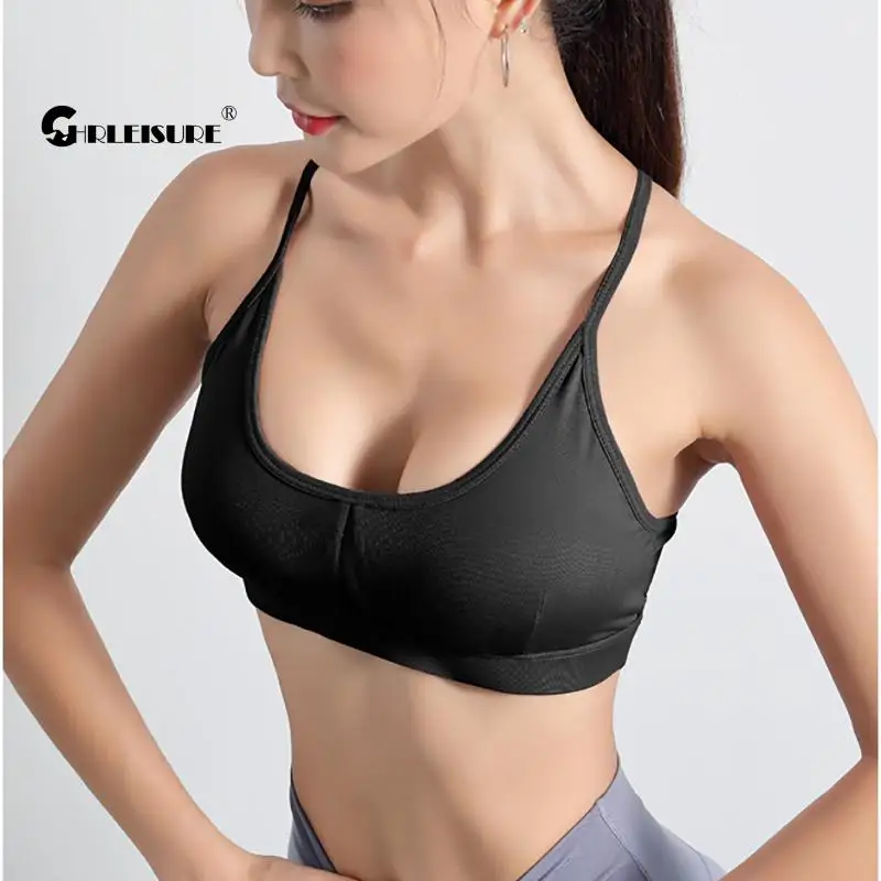 

CHRLEISURE Mesh Sport Top Sexy Back Hollow ShockProof Gather Fitness Yoga Women's Underwear Running Breathable Quick Dry Gym Bra