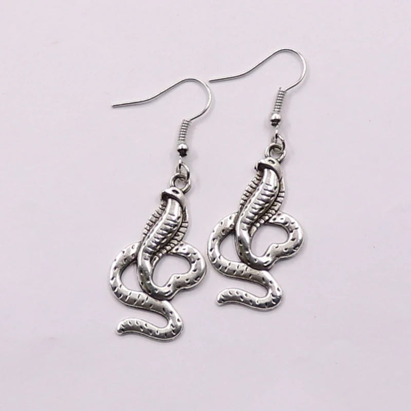 1 пара античных серебряных и бронзовых цветов королевская Кобра серьги капли