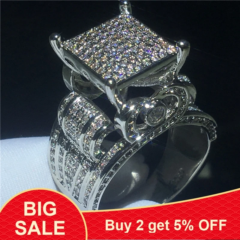 Роскошное кольцо для двора из стерлингового серебра 925 пробы набор с паве AAAAA