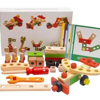 wooden tool box toy montessori simulation playset toddler fine motor skill construction building nuts and bolts screw driver