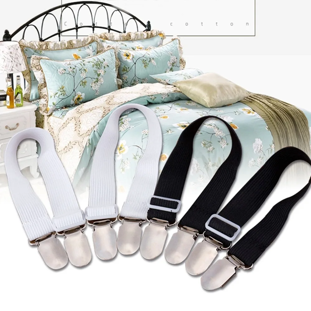 

4pcs/lot 4 Corner Elastic Mattress Clip Elastic Bed Sheet Grippers Holder Cover Blankets Fasteners Fixing Non Slip Straps Belt
