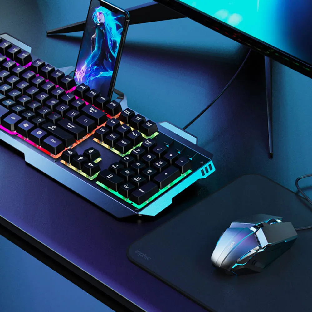 V680 Проводная игровая клавиатура и Мышь набор металлический манипулятор чувствовать себя используется для
