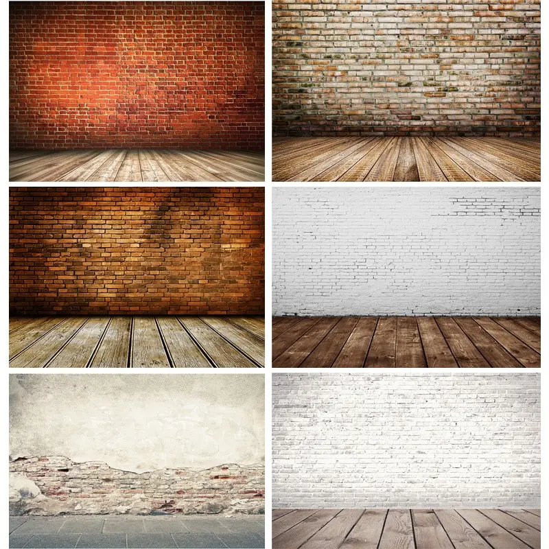 

Vinyl Custom Vintage Brick Wall Wooden Floor Photography Backdrops Photo Background Studio Prop 21712 YXZQ-01
