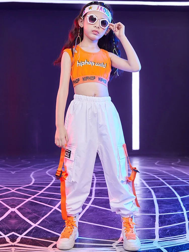 Комплект для девочек подростков хлопковая уличная танцевальная одежда в стиле хип хоп короткий топ и брюки
