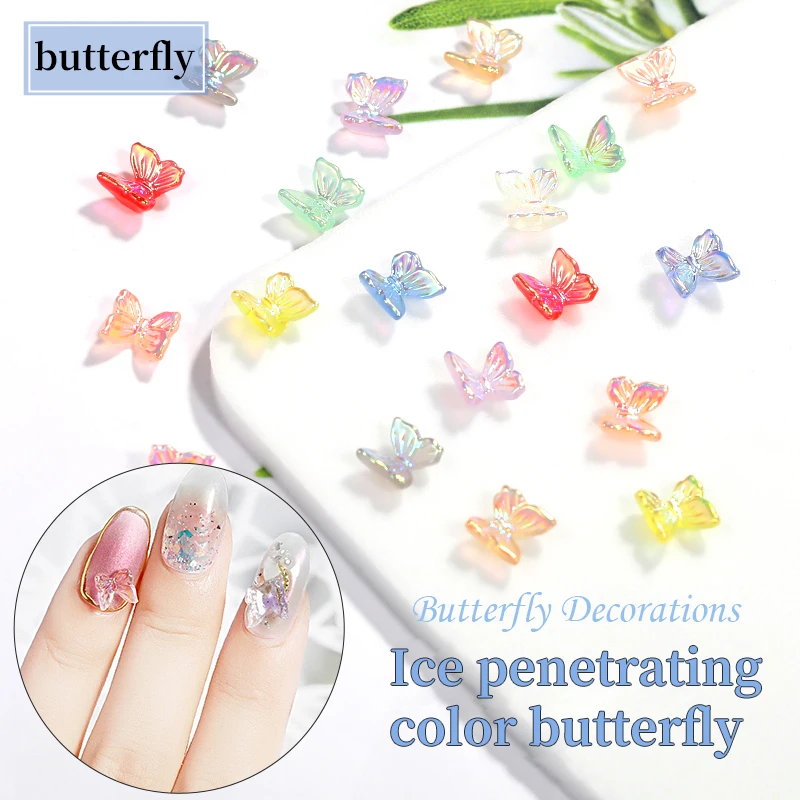 

1pc Nail Art Accessories Aurora Resin Butterfly3D Holographic Butterfly DecorationDIY Nail Art Professional Nail Tools Wholesale