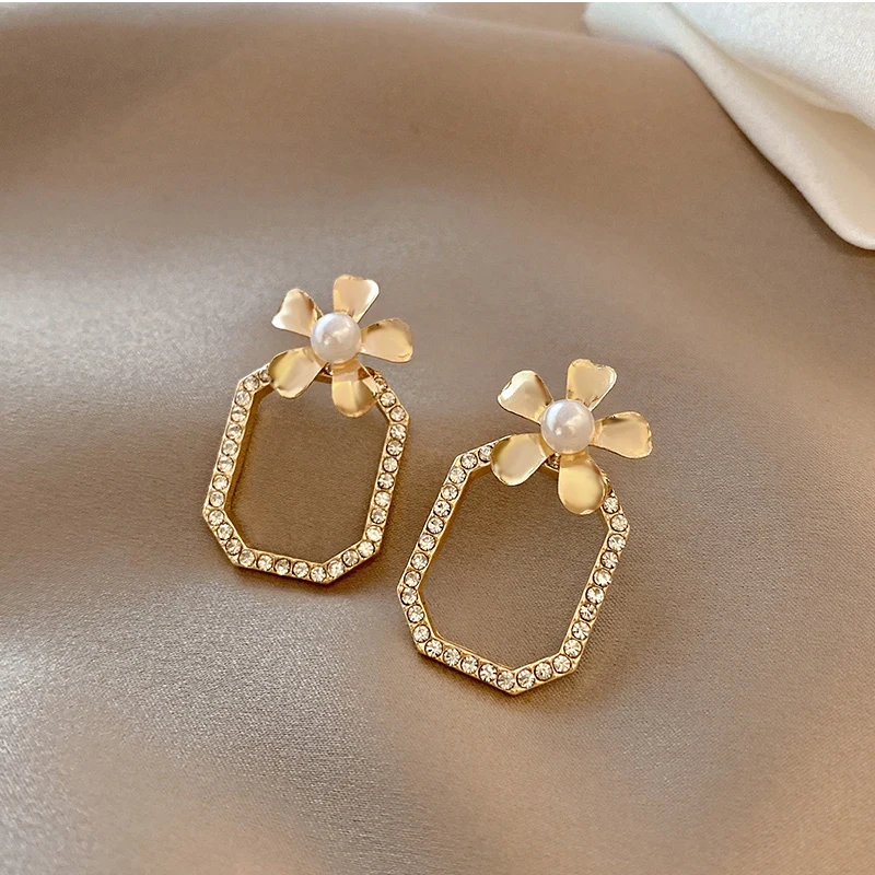 Серьги подвески женские с цирконом висячие украшения для ушей в Корейском стиле