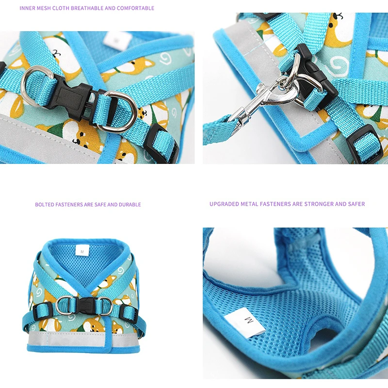 Светоотражающая шлейка для маленьких собак и кошек милая мультяшная