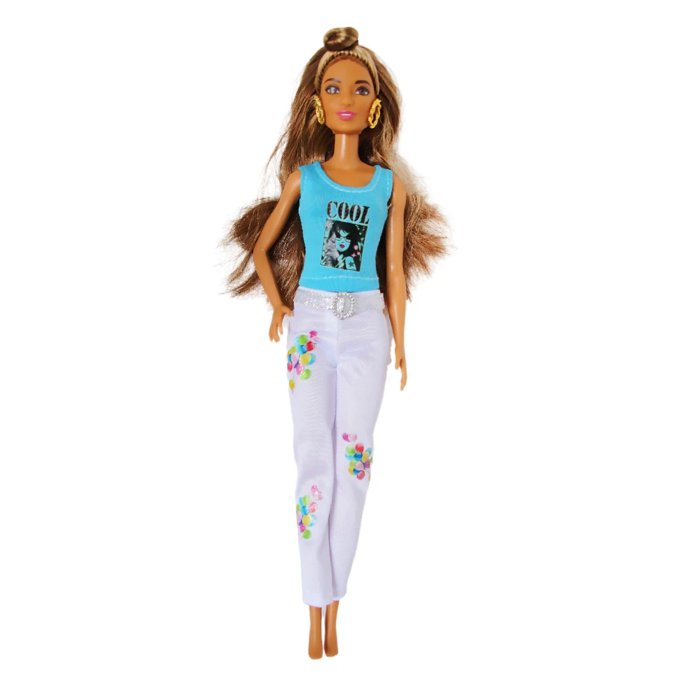 

Handmade Outfit Set Clothes for Barbie BJD Doll Fashion White Trousers Accessories Play House Dressing Up Kids Toys