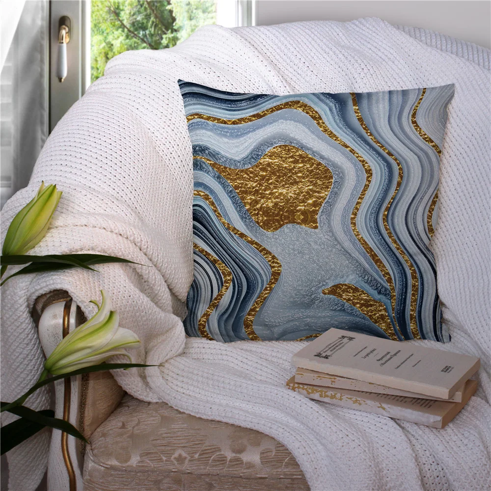 

Custom Marble Gold Gilding Pillowcase Cushion Cover Home Decor Hotel Car Seat Backrest Sofa Pillow Case 211207-10