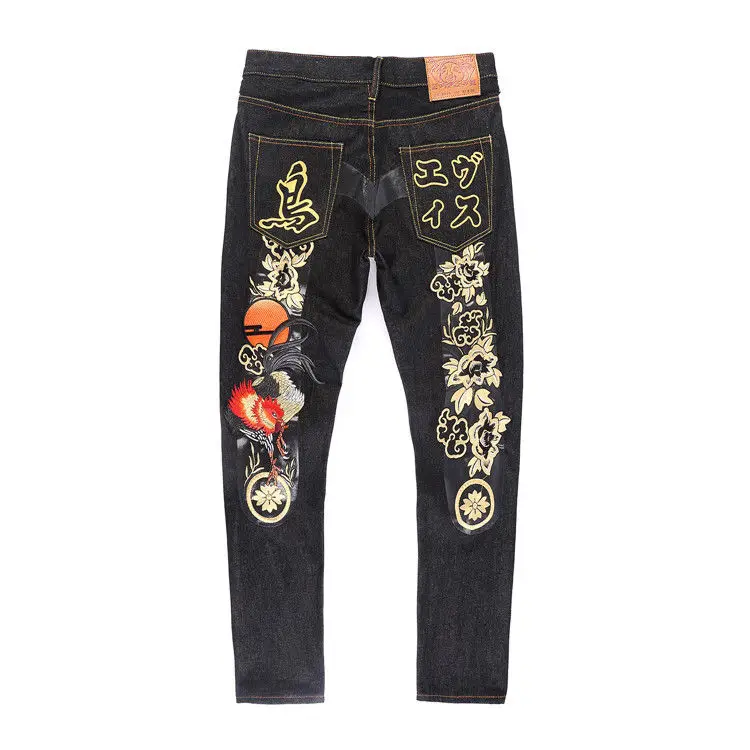 Новинка года; модные повседневные мужские Джинсы Evisu наивысшего качества в стиле хип-хоп с вышивкой; Аутентичные Мужские дышащие прямые брюки