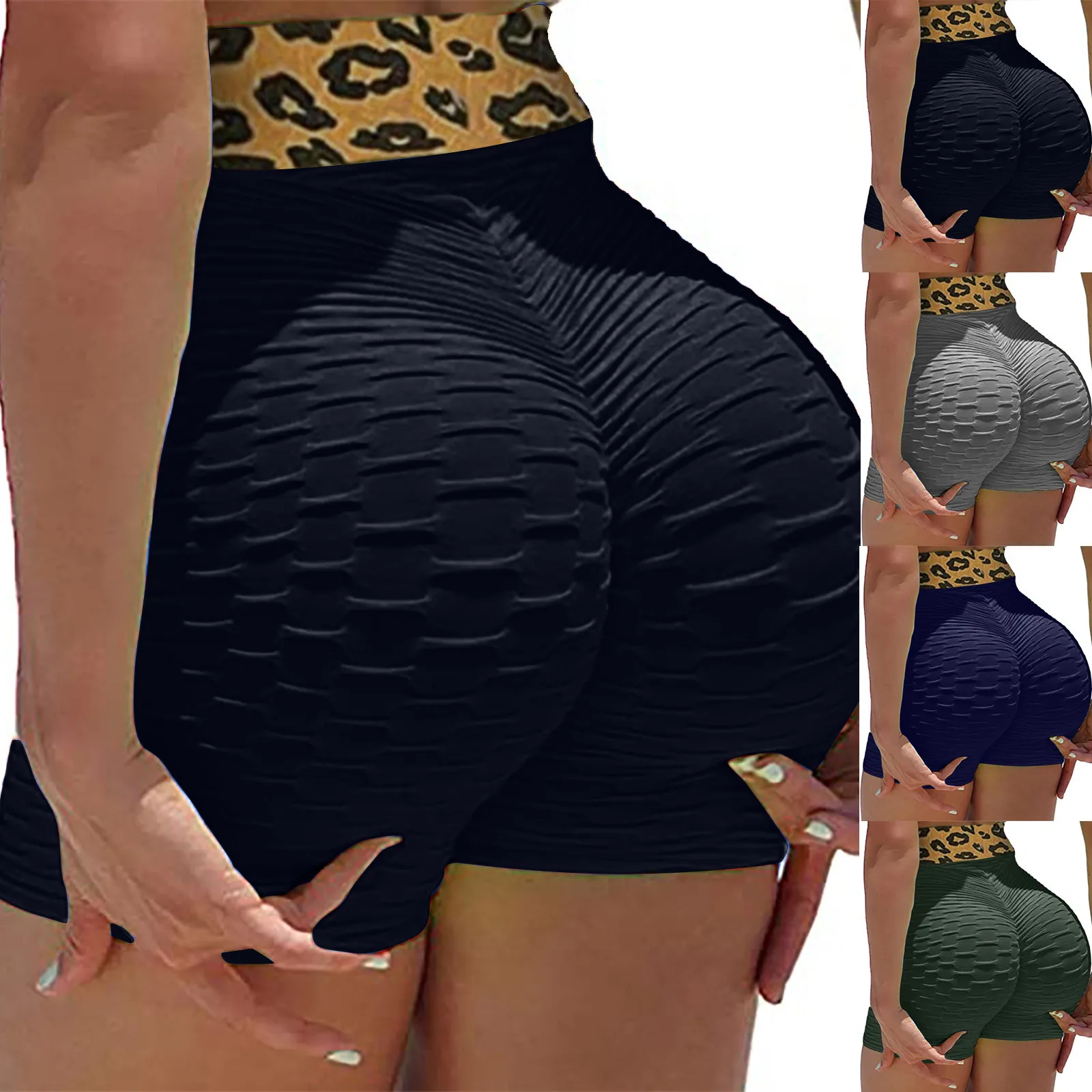 

Women's leggings Fashion Women's Sports Leopard Stitching Pocket Loose Casual Shorts Yoga Pants Fitness Running Yoga Pants Gym