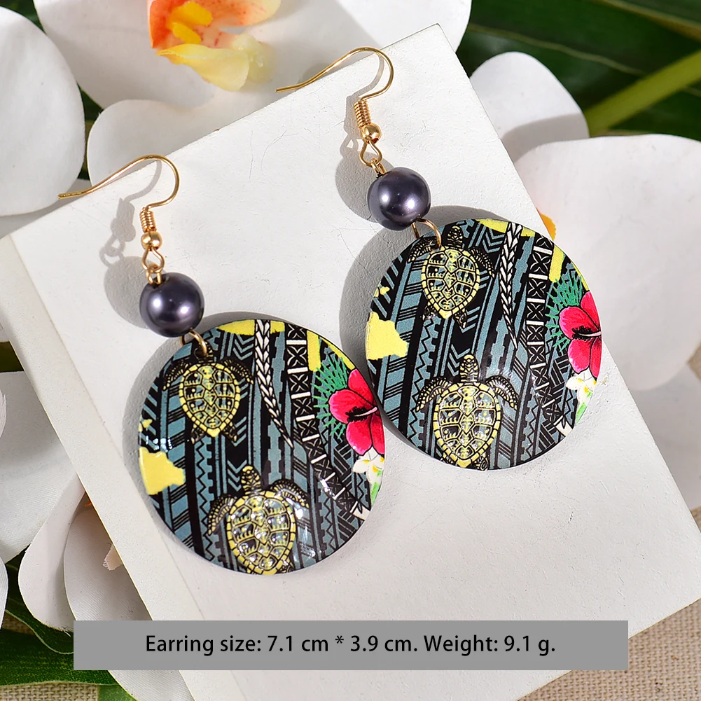 

Hawaiian New Designer Earrings Female Samoa Marshall Polynesian Style Acrylic Drop Dangle Earrings Earring for Women Summer 2021