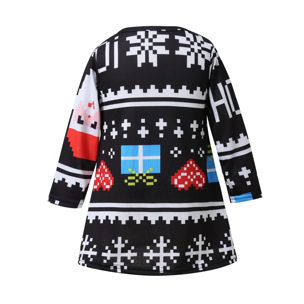 Зимнее длинное платье с длинным рукавом Санта Клаусом для рождественской дочери