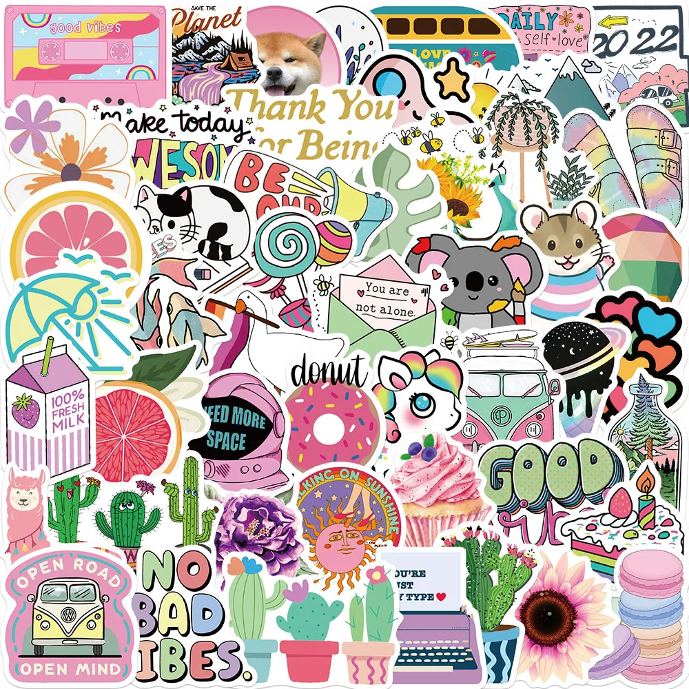 

10/50PCS Cartoon Pink Stickers for Laptop Girls Guitar Luggage Waterproof Graffiti Sticker Decal Kid Toy