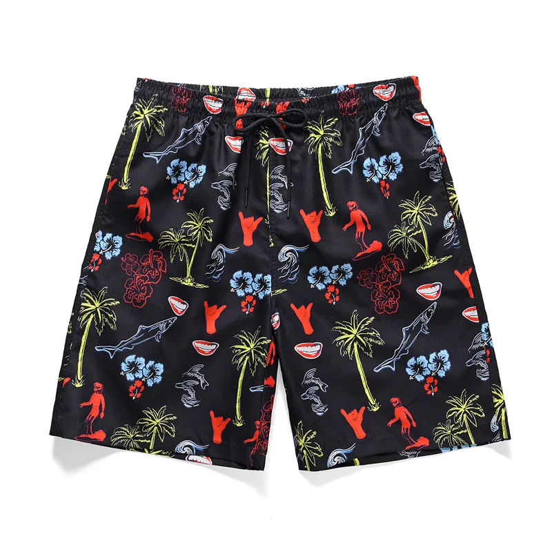 Мужской повседневный костюм с принтом гавайский пляжный праздничный черный