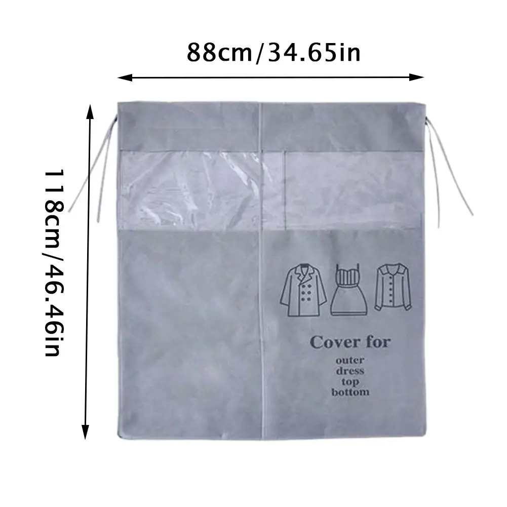 

Non-woven coat dust proofing cover Household hanging Overcoat Clothing Cover suits pocket Storage Bags closet organizer