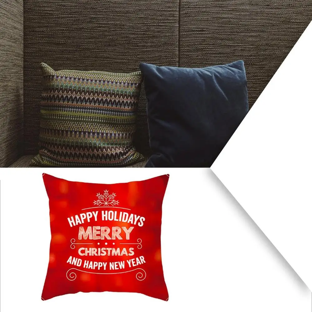 

Christmas Home Decor Pillow Case Cute Elk Pattern Sofa Car Pillow Cover Cushion Throw Pillow Geometric Pillow Case 45*45cm