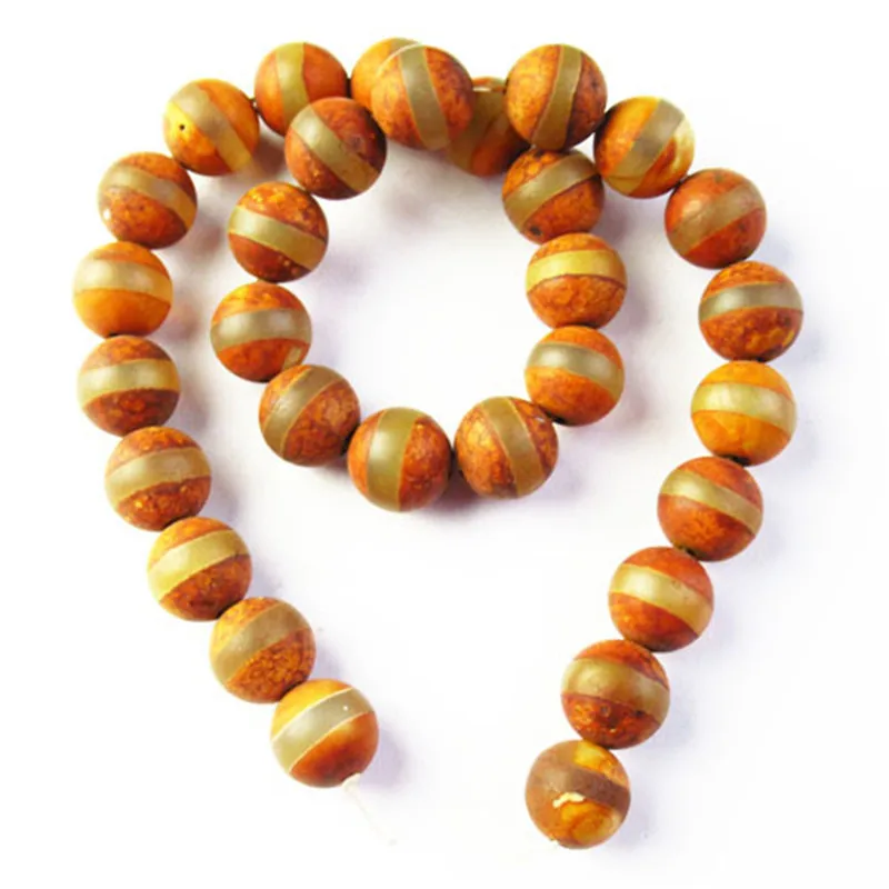 

(Free Shipping) 1 Strand 70g Brown Tibet Agates Heaven Eye Round Ball 12mm Loose Beads 15.5 " SK60278
