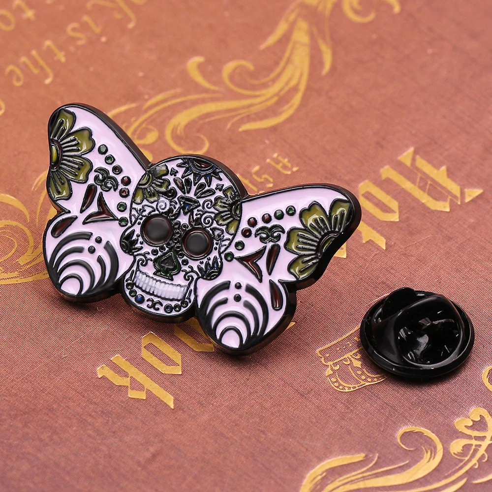 Красивый сад тематическая Бабочка Эмаль Булавка череп арт значок Забавный