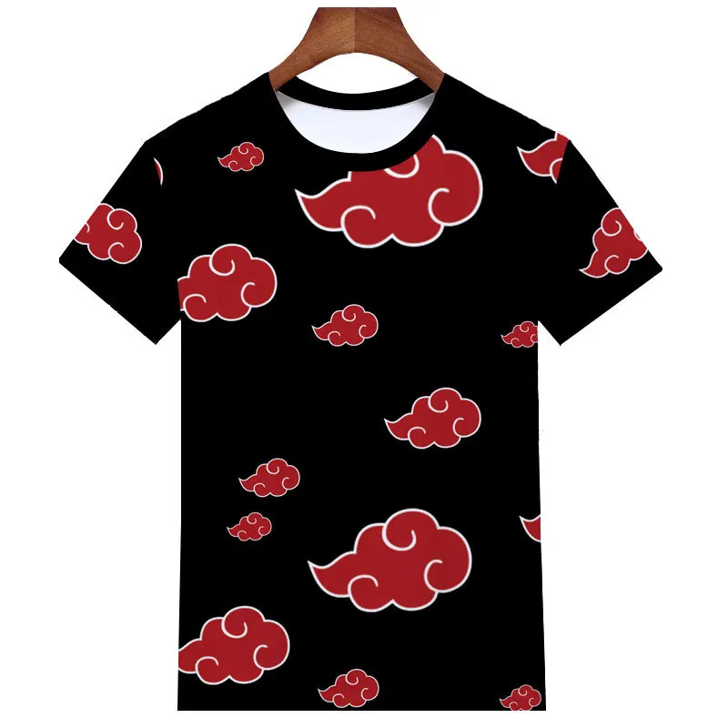 Аниме ниндзя анимация Шаринган с коротким рукавом Облако Косплей Круглый вырез