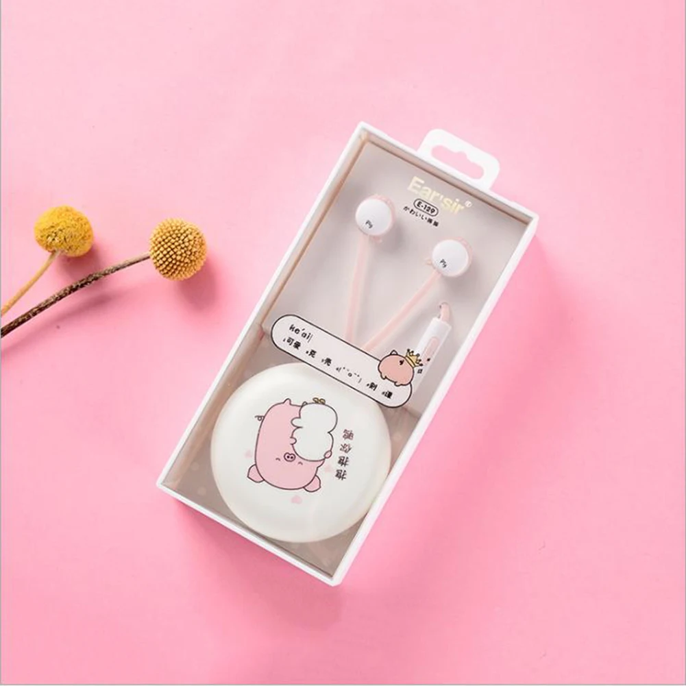 Cartoon cute in-ear earphones portable storage box packaging wire control can call student youth boutique music earplug earphone |